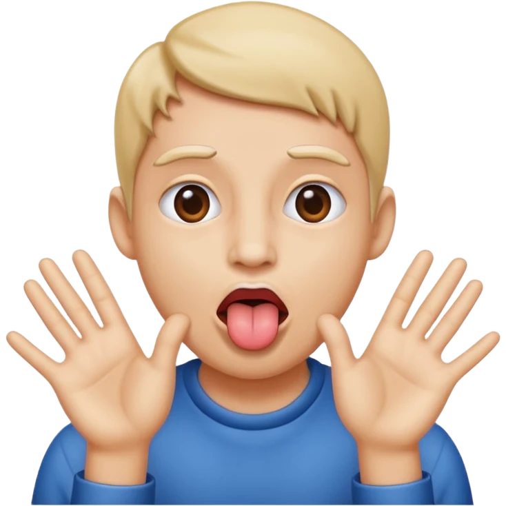 Face sticking out tongue with hands to the side emoji
