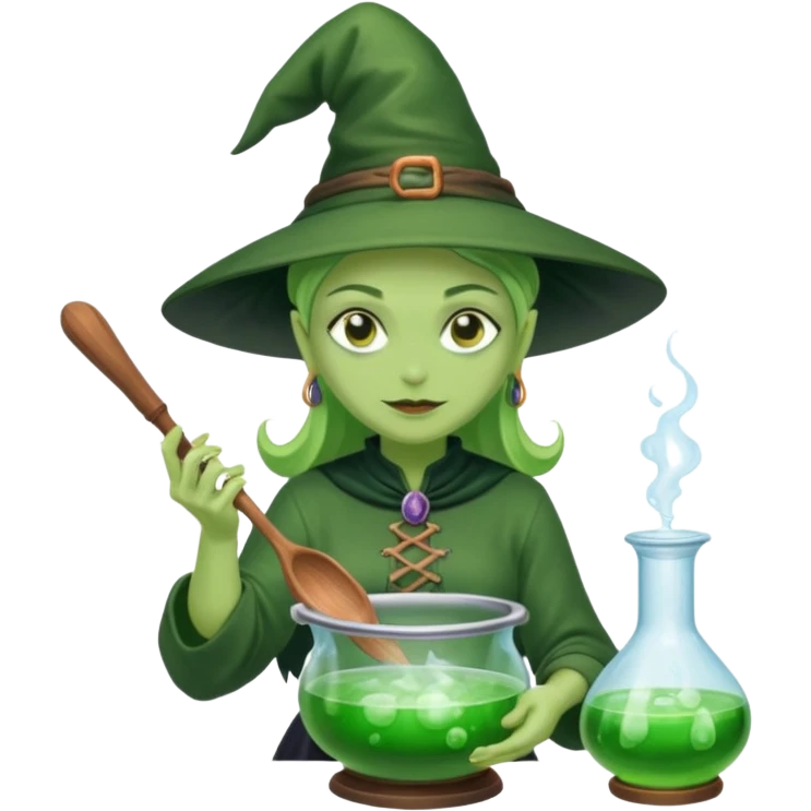 green witch cooking potion emoji