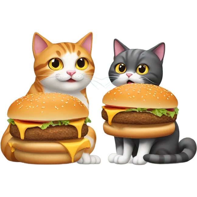 2 Cats eating burgers emoji