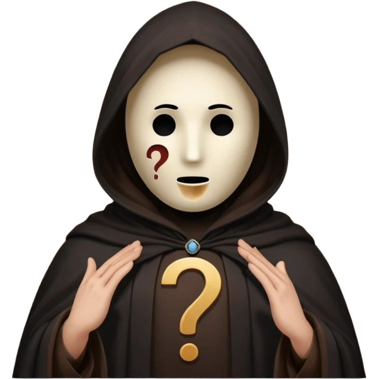 mysterious figure with mark ?, no face emoji