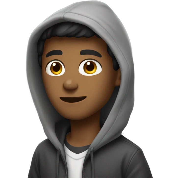 hip young man in hoodie shrugging emoji