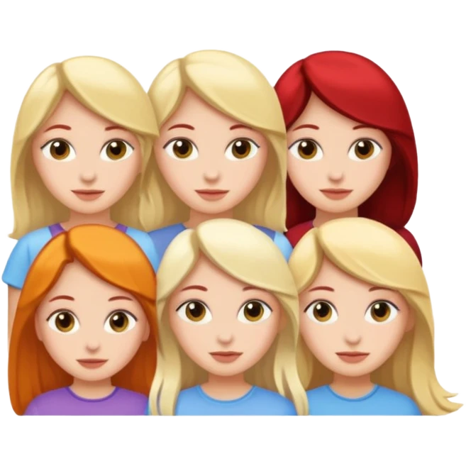 Five fair-skinned girls emoji