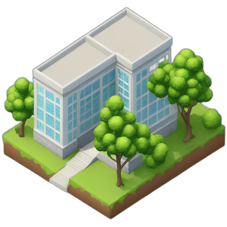 isometric-3d-university-building-landscape emoji