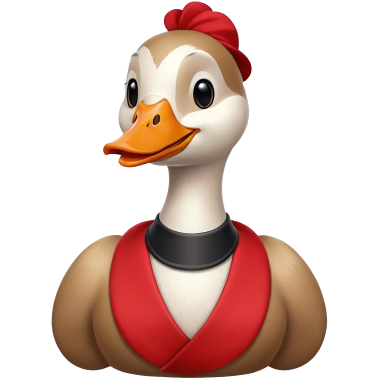 super goose laughs in black and red outfit emoji
