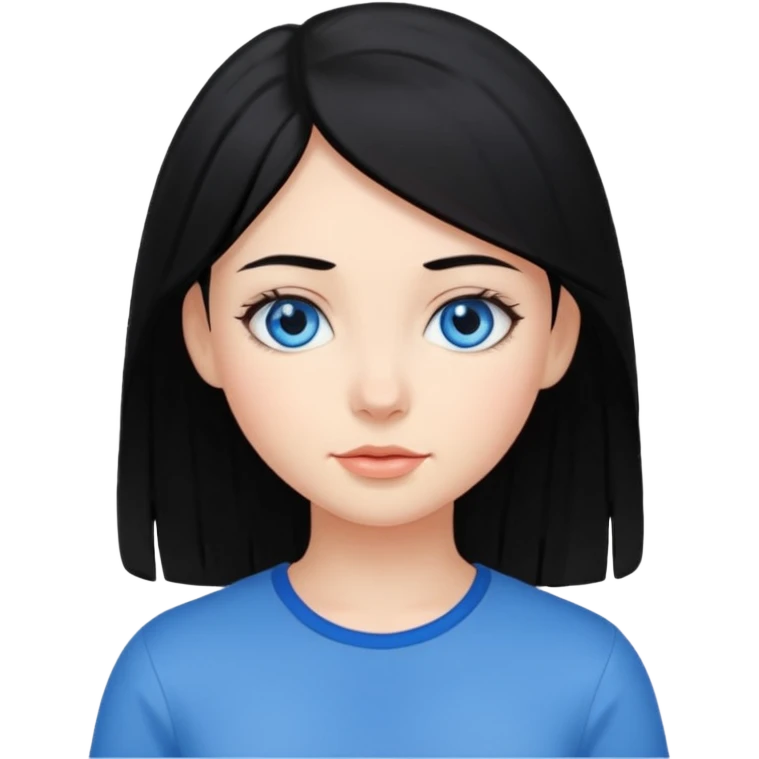 Chica de pelo negro y color de piel blanca con ojos azules emoji