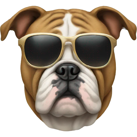 a bulldog with sunglasess emoji