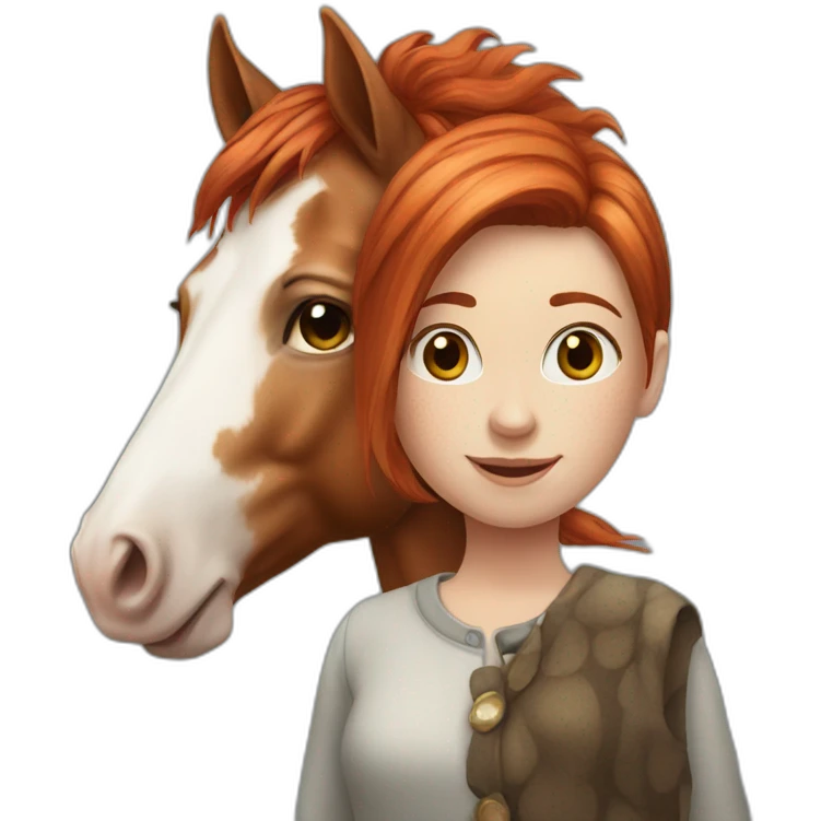 Red haired Girl with a spotted horse emoji