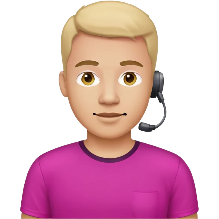 Callcenter Agent with magent T on his breast emoji