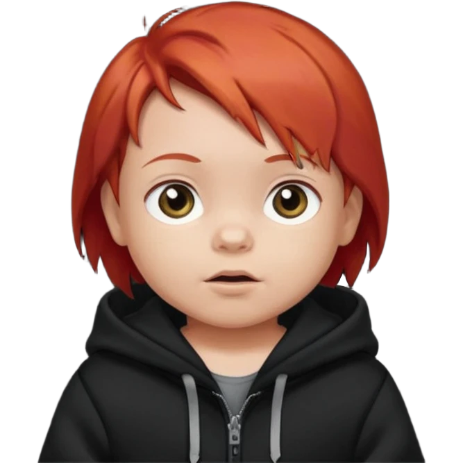 baby with red hair and black hoodie emoji