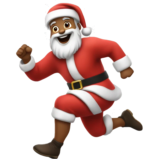 traditional santa sprinting, with a large stride and arms outstretched emoji