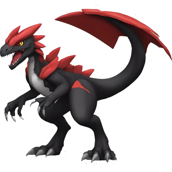  Cool Edgy Black Red Digimon-Fakemon-Guilmon-Velociraptor-Dragon full body emoji