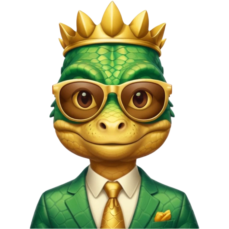 rich capitalist lizard king gold sunglasses emoji