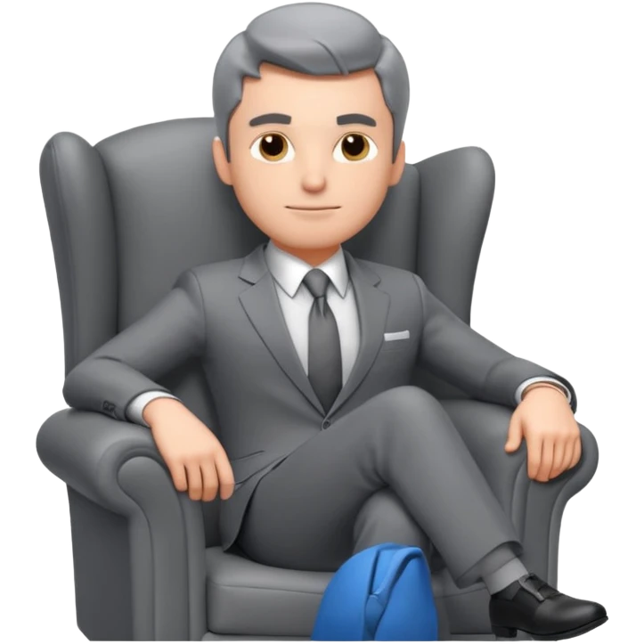 businessman sitting in an armchair, confident relaxed pose, formal suit and tie, professional corporate vibe, 3D cartoon style, mobile game icon style, clean background, no text, no watermark
 emoji