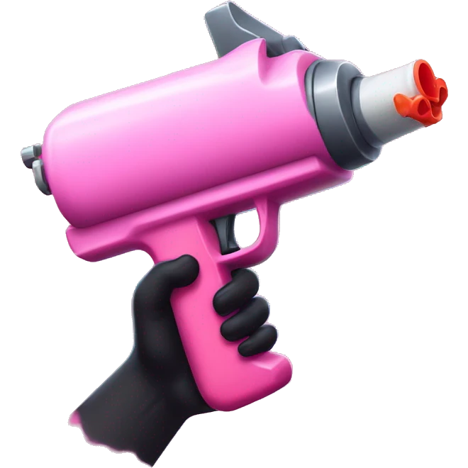 Girly pink nailed hand holding scary looking water gun emoji