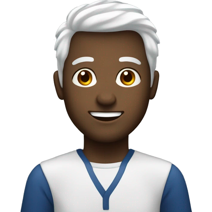 homem branco, de olhos claros, cabelo preto liso com camisa azul marinho  emoji