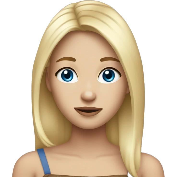 a girl with blue eyes and freckles, blonde hair and dark roots emoji