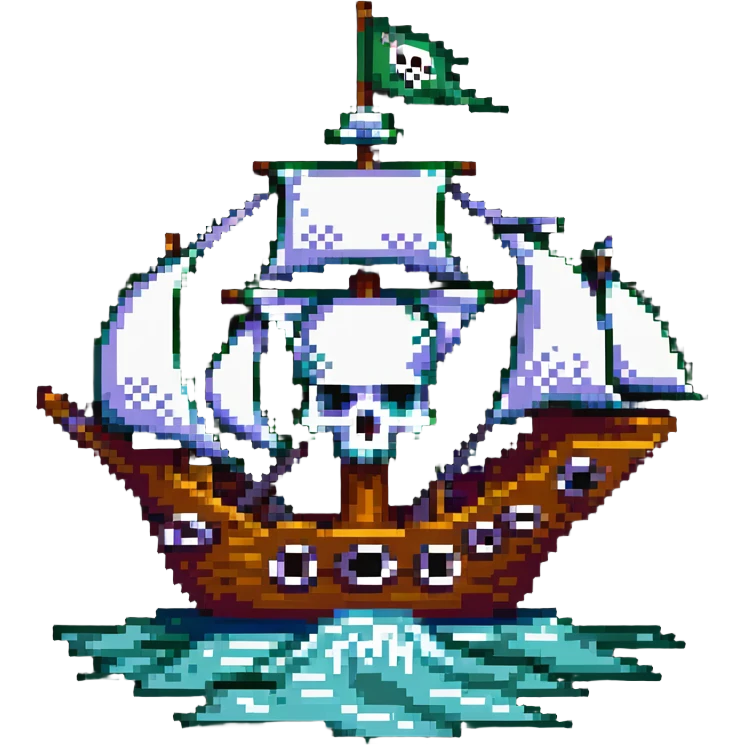 pirate ship with skull flag emoji