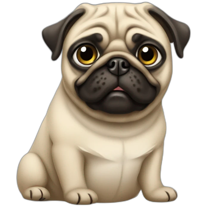 pug wearing a t-shirt emoji