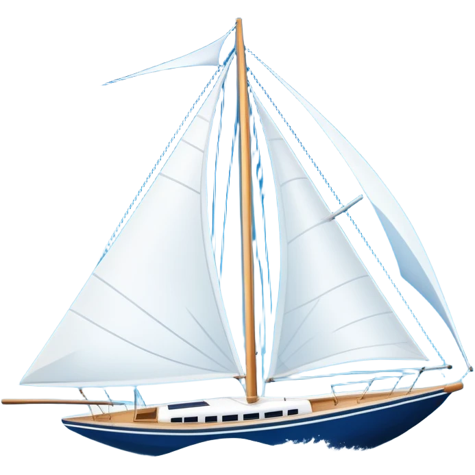 An icon featuring a sleek sailboat with billowing sails cutting through the waves. The design includes the boat's mast, a wind-filled sail, and water splashes, symbolizing the thrill and skill of sailing. Transparent background highlights the elegance and power of wind-driven sports. emoji