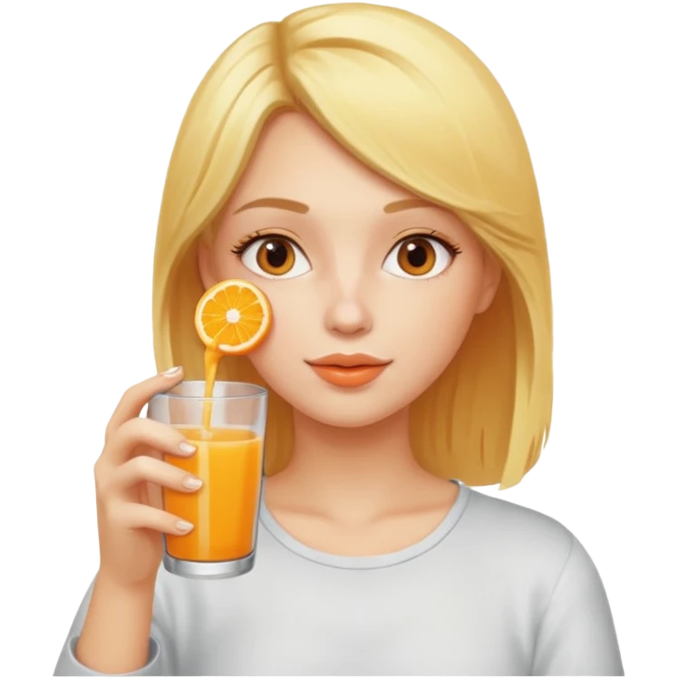 girl drink a cup of orange juice emoji