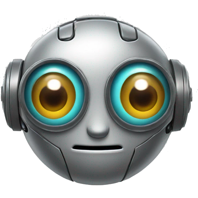 Cute robot with coin eyes emoji