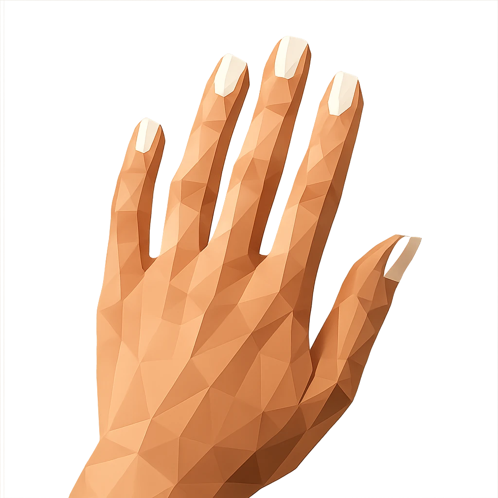 beautiful realistic female hand with five fingers and white manicure emoji