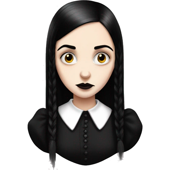 Realistic Wednesday addams kissing demure emoji