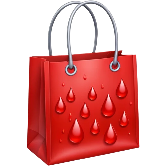 shopping bag with blood drops emoji