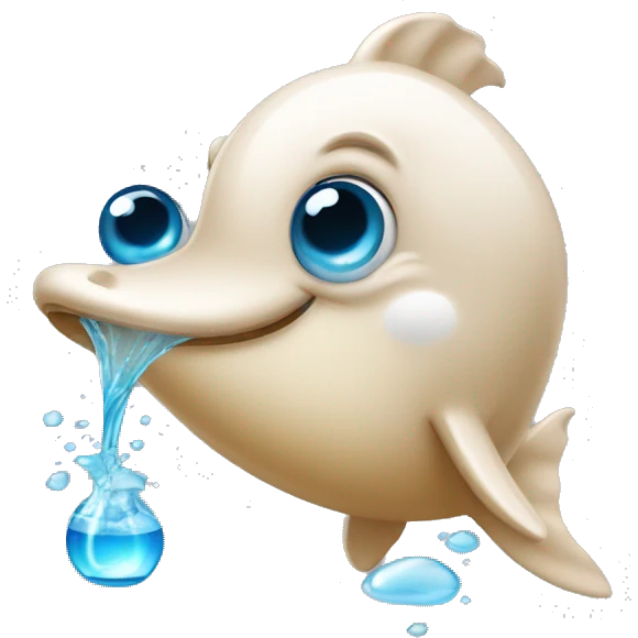 Bouteille d'eau avec un dauphin qui a des yeux en coeurs dedans emoji