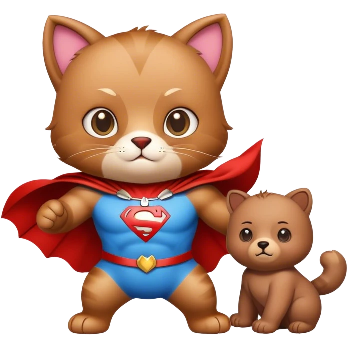 a super hero cat with a cute bear emoji