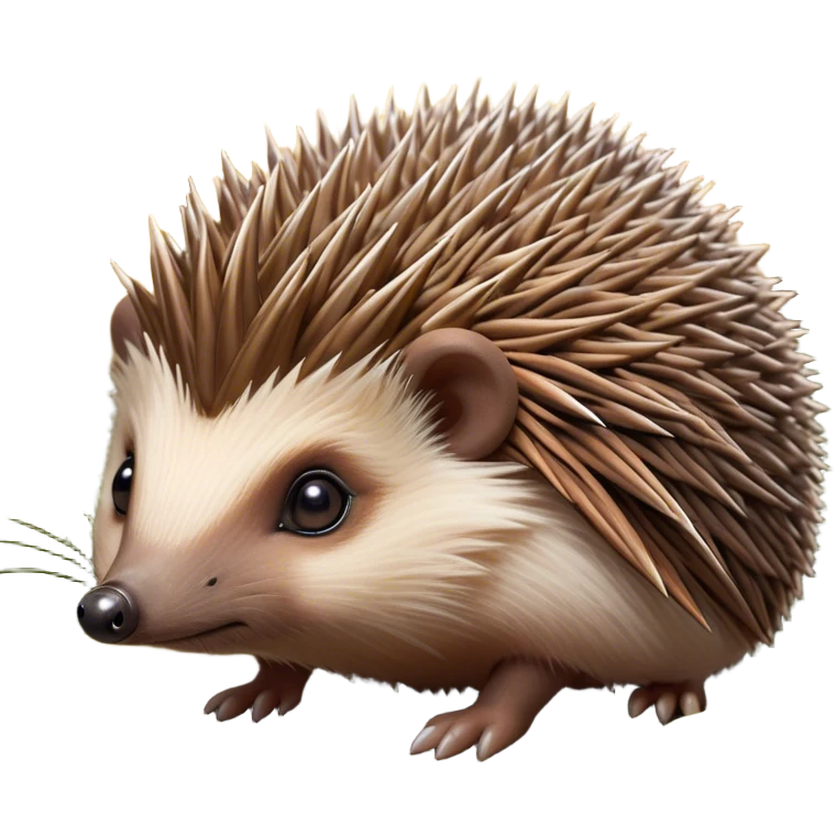 Cinematic Noble Hedgehog Portrait Emoji, Poised and regal, with a compact, spiky build and a rich, earthy Fur of brown spines and a soft underbelly, deep-set soulful beady eyes, Simplified yet sharp and sophisticated features, highly detailed, glowing with a warm, dignified glow, high shine, intelligent and endearing, stylized with an air of woodland charm, focused and attentive, soft glowing outline, capturing the essence of a watchful and confident little hedgehog, so majestic it feels as though it could scurry out of the screen with effortless authority! emoji