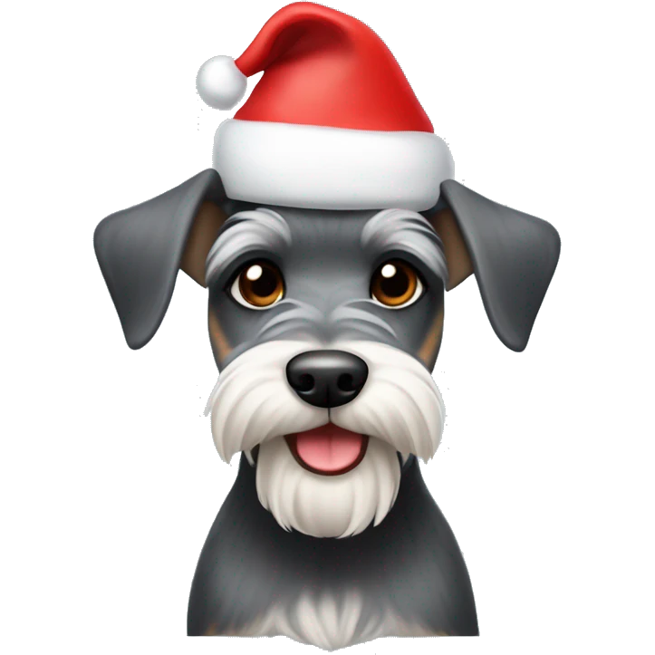 Mini schnauzer in a Santa hat emoji