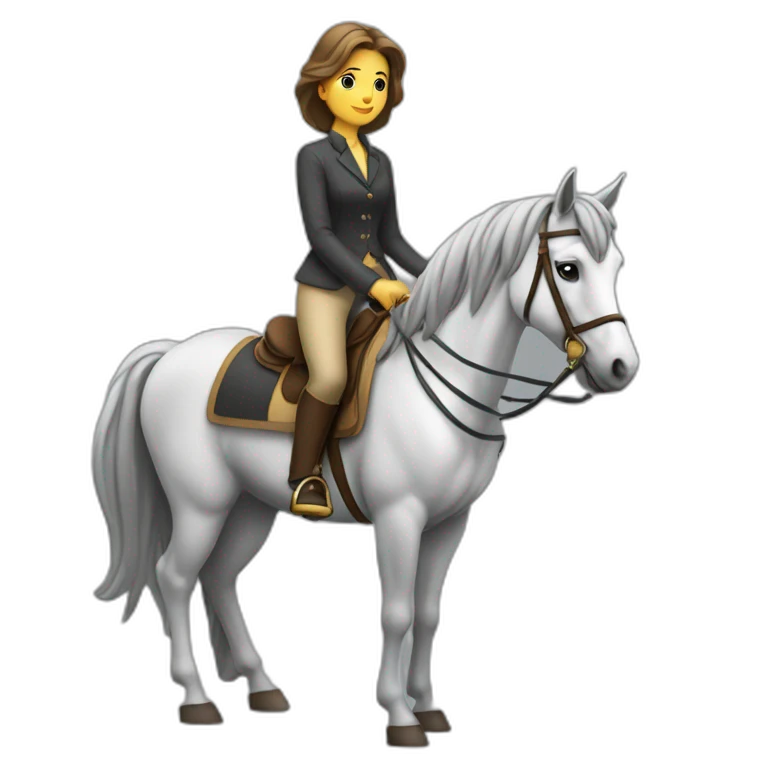 femme sur un cheval gris emoji