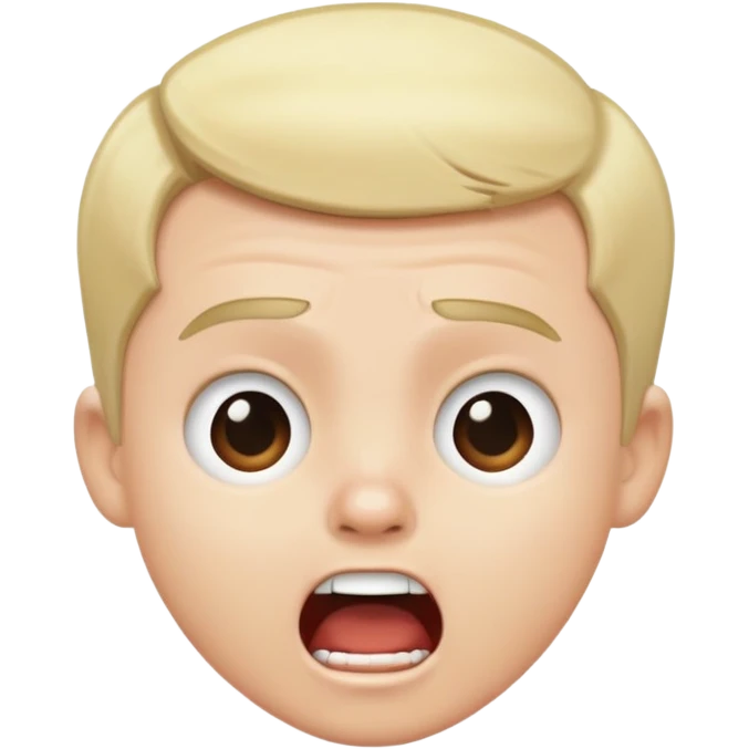 white kid with short blonde hair in a combover and is yelling emoji