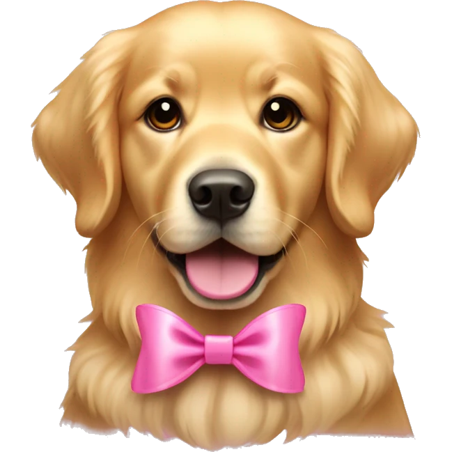 golden retriever with pink bow emoji