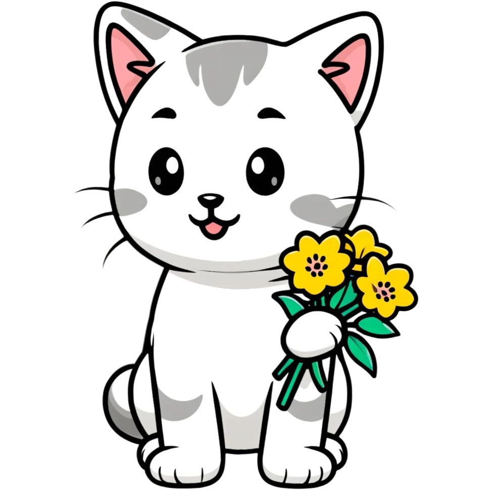 Kitten smells flowers emoji