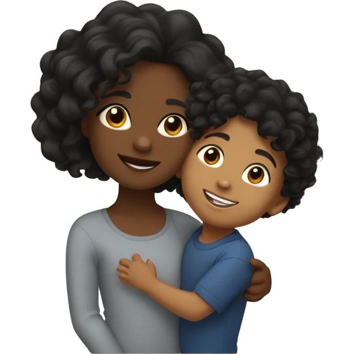 me with my 4-year-old son. I’m a Colombian woman with long wavy black hair and hazel eyes. My son, mixed French, Congolese, and Colombian, has slightly darker skin, curly hair on top, short sides, and black eyes.” emoji