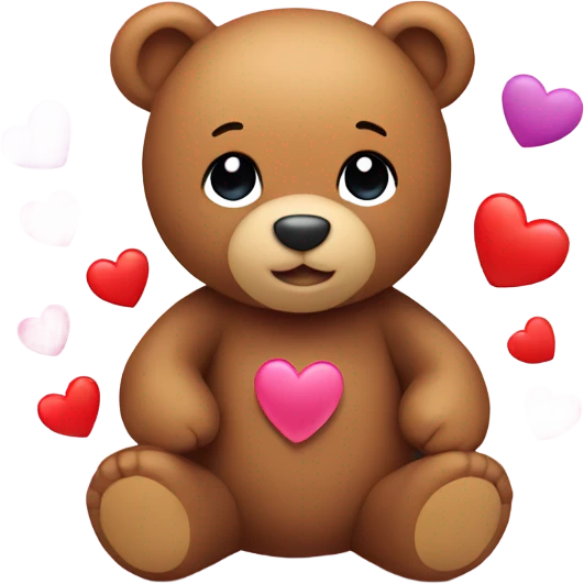 Teddy bear with hearts surrounding it emoji
