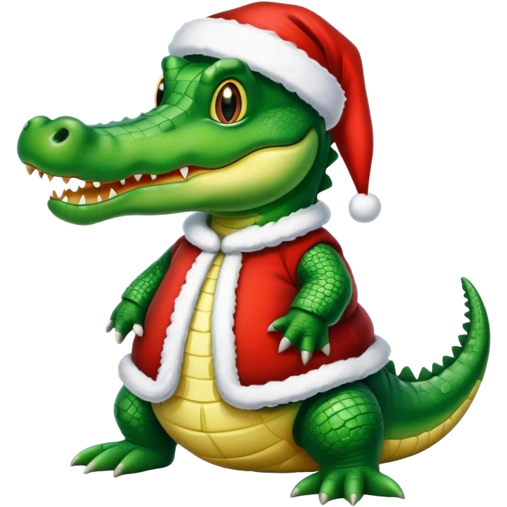 Alligator wearing a Santa clause outfit emoji