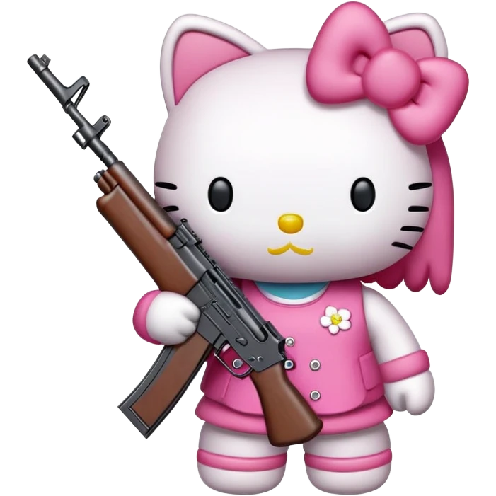 hello kitty with ak47 emoji