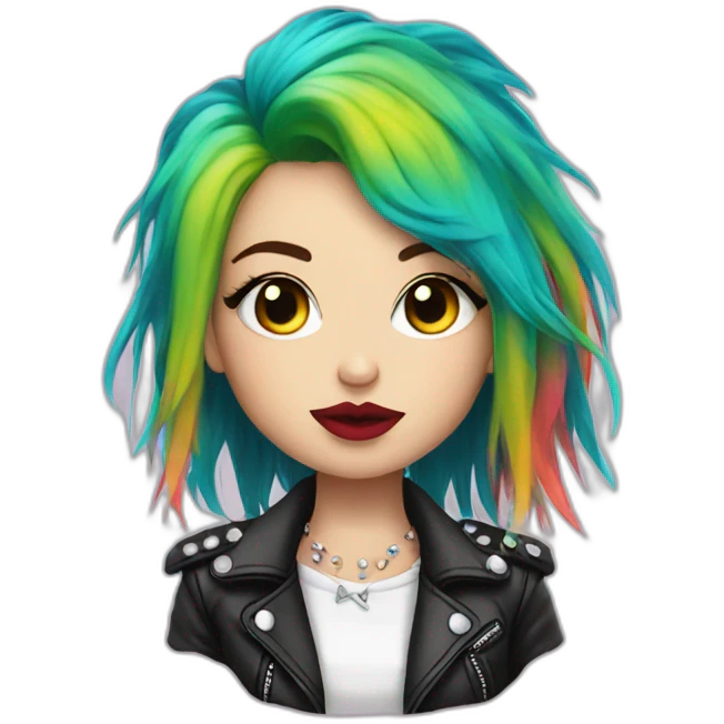 Lip studs colorful hair punk girl emoji