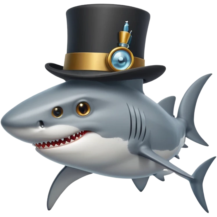 Shark with a top hat emoji