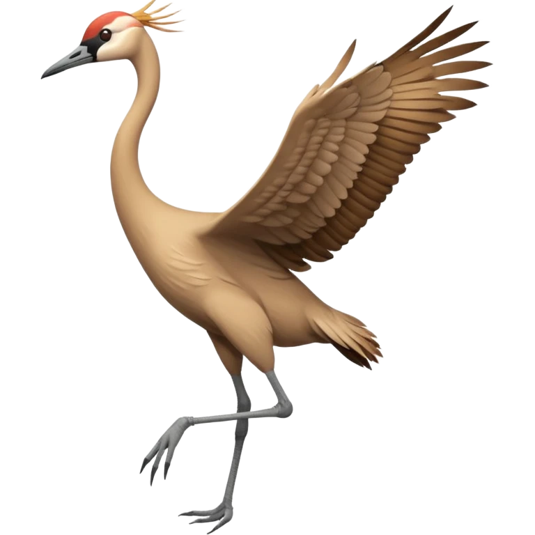 sand hill crane flying with one leg no topknot emoji
