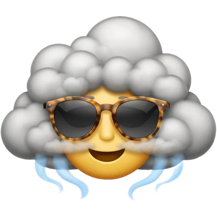 emoji with sunglasses exhaling smoke cloud emoji