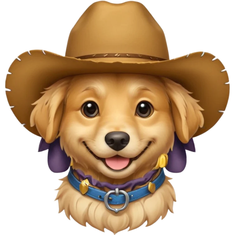 Dog in cowboy hat smiling emoji
