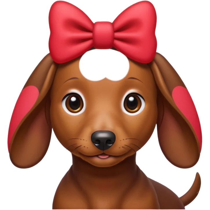 Female Dachshund with red hello kitty bow on her right ear emoji