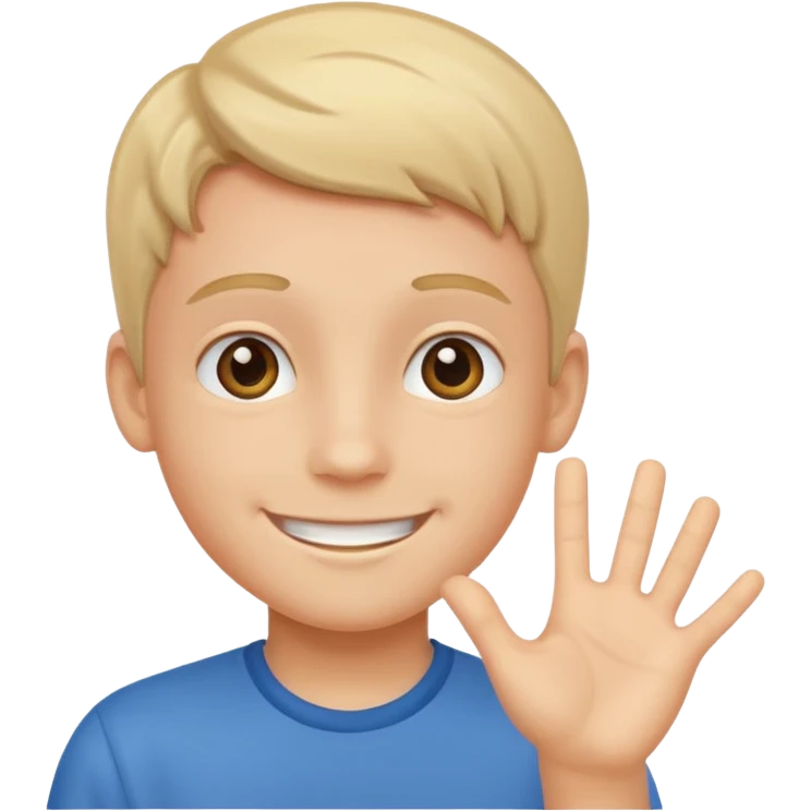 generate emoji of boy saying hii in normal skintone or bright skin tone emoji