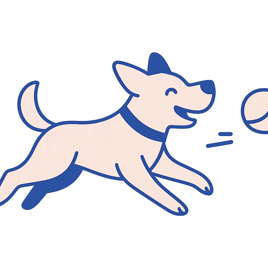 happy dog running after ball emoji