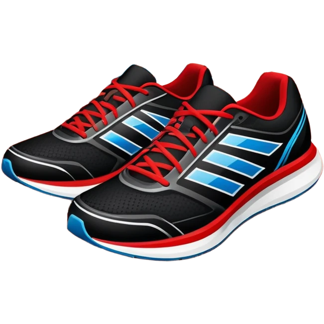 Running shoes placed on a professional track, ready for a sprint. The vibrant background features a stadium with cheering fans, a bright blue sky, and a digital timer displaying race time. Motion lines emphasize speed and energy. Transparent background highlights the athletic spirit. emoji
