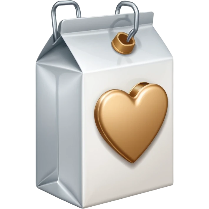 one milk paper clip and on top of the paper clip a brown heart emoji